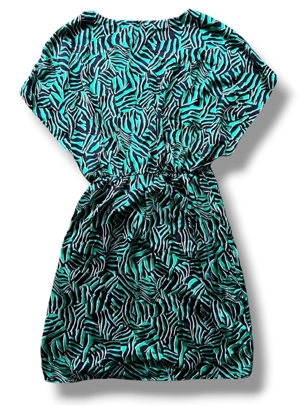 MICHAEL MICHAEL KORS Women's Green Zebra-Print Tie Dress SIZE S - Picture 3 of 6